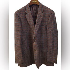 🇨🇦 Coppley Black Label Men's Brown and Gray Plaid Wool Blazer